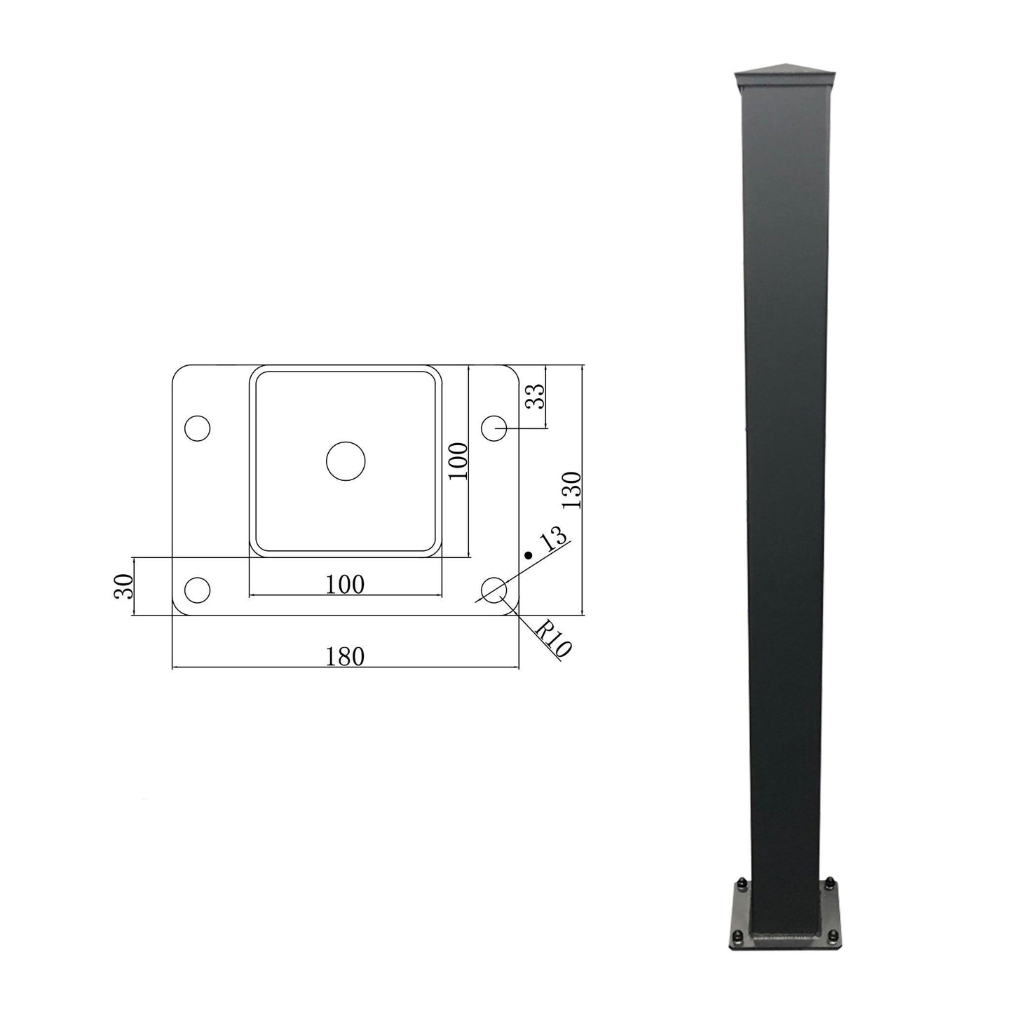 Aluminium Post Inc. Cap - Residential Gates