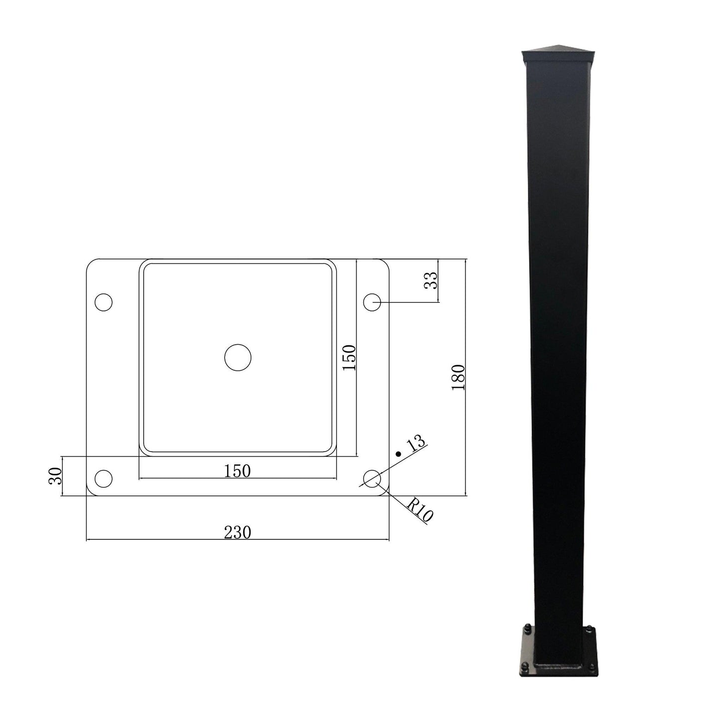 Aluminium Post Inc. Cap - Residential Gates