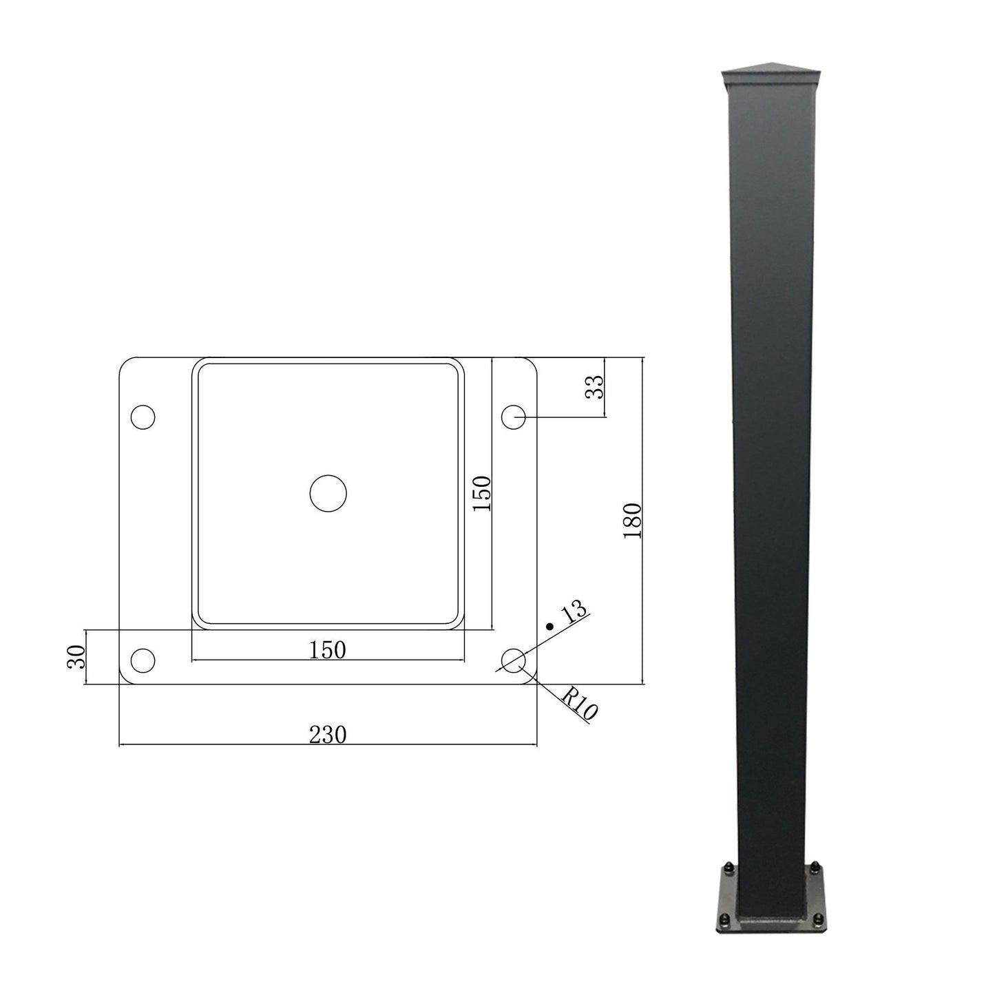 Aluminium Post Inc. Cap - Residential Gates