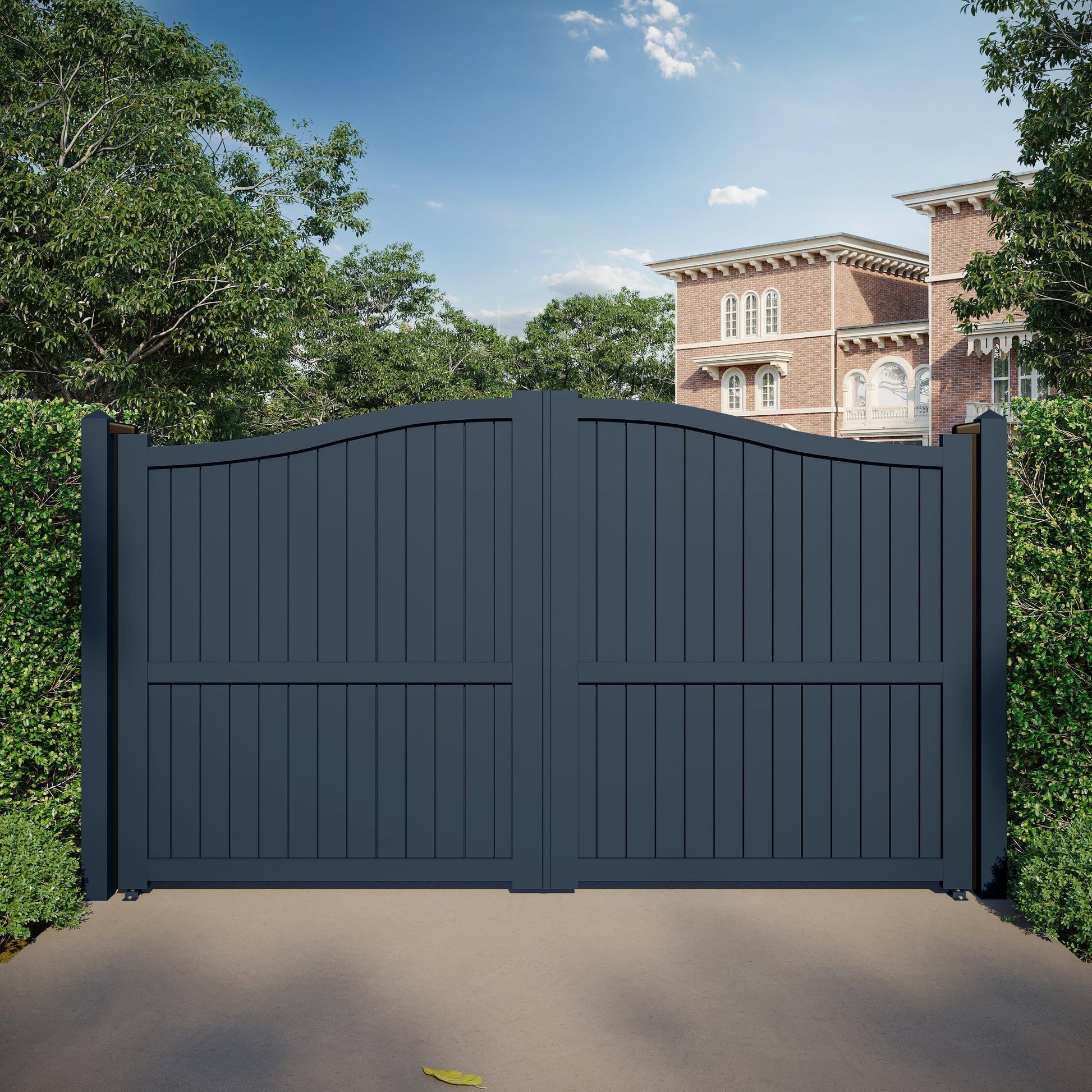 CurveGuard | Aluminium Full Privacy Curved Top Driveway Gate - Residential Gates