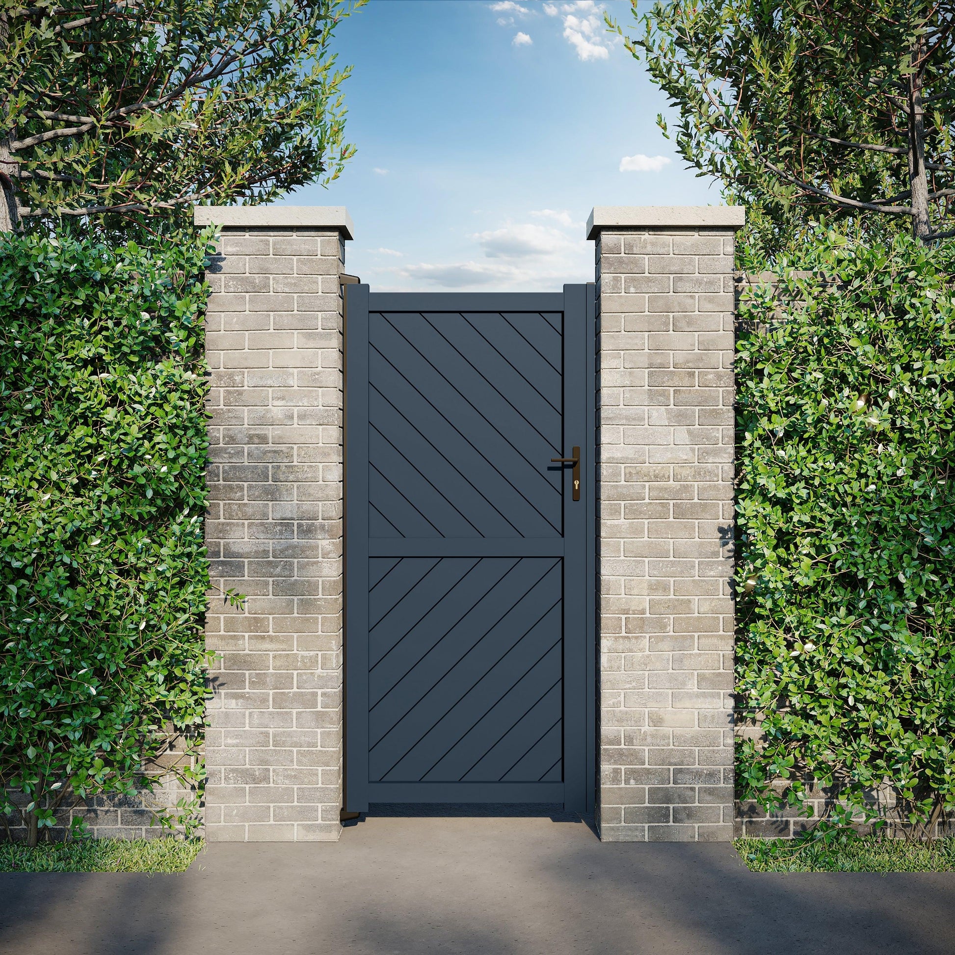 DiagonalElegance | Aluminium Diagonal Slat Garden Gate - Residential Gates