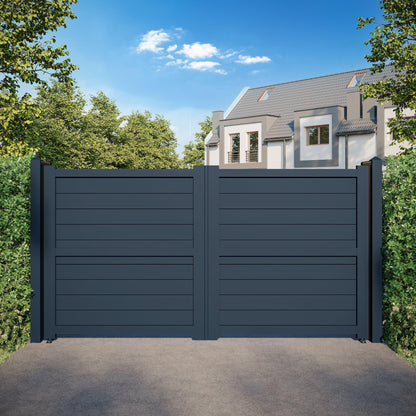 HorizonLine | Aluminium Full Privacy Horizontal Slat Driveway Gate - Residential Gates