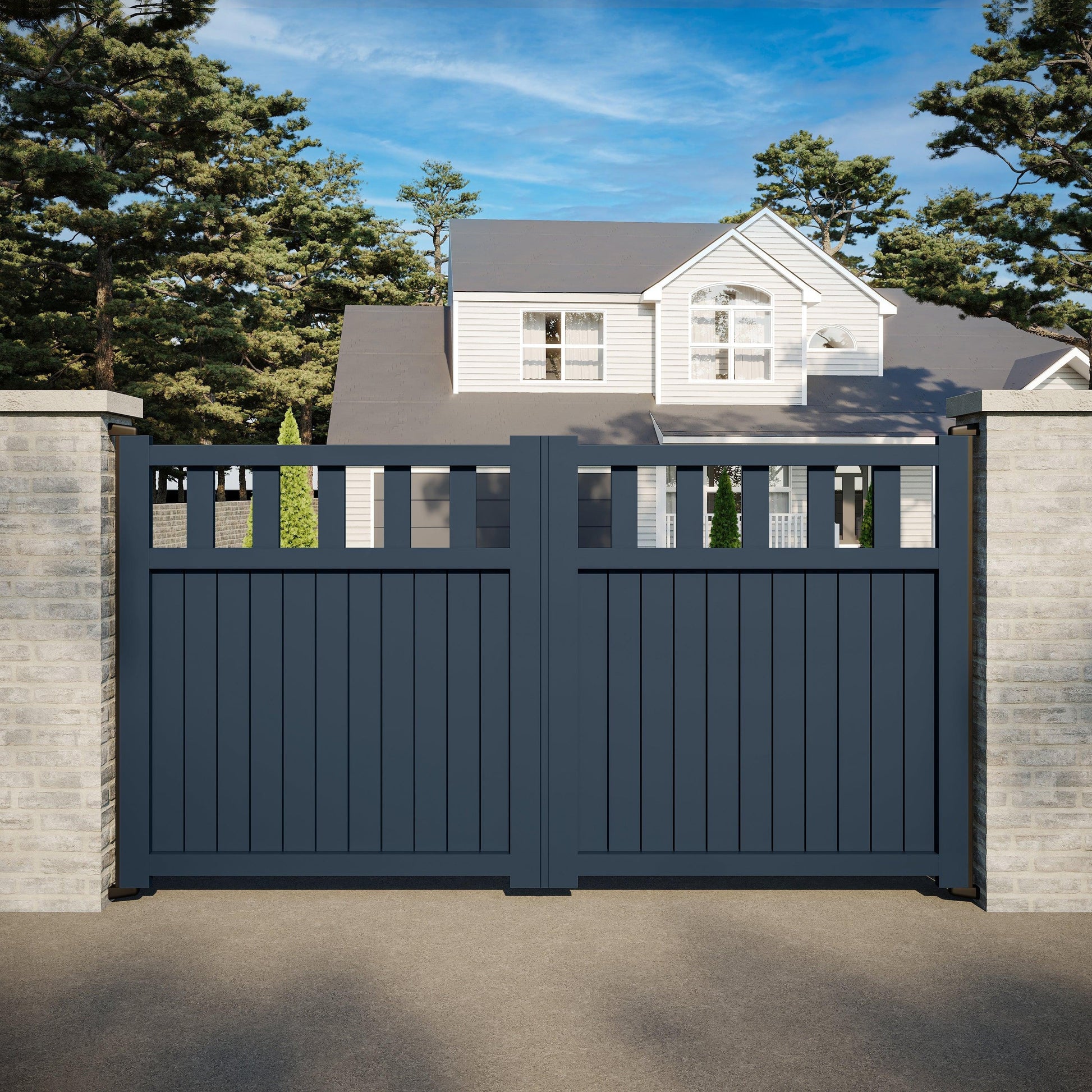 OpenSky | Aluminium Partial Privacy Open-Top Driveway Gate - Residential Gates